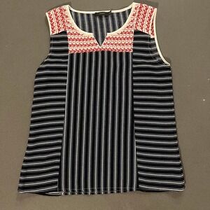 Sleeveless Navy and White striped shirt THML